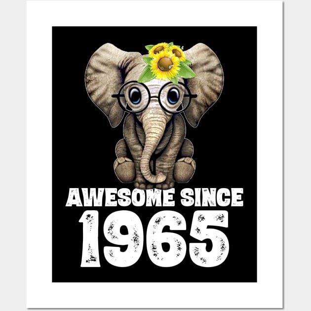 Awesome since 1965 55 Years Old Bday Gift 55th Birthday Wall Art by DoorTees